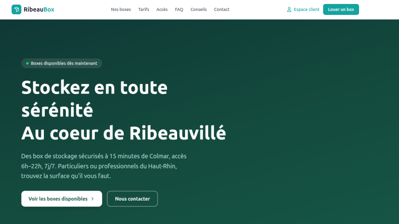 RibeauBox - concevoir une plateforme de location de box de stockage sur-mesure